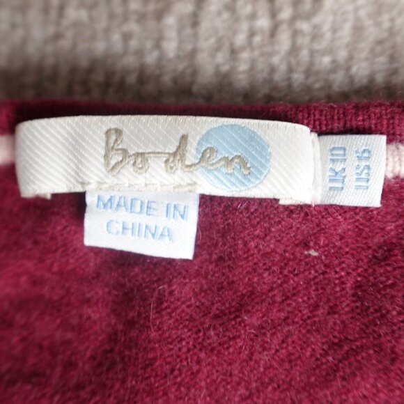 Boden Womens Sweater 6 Red Burgundy Cardigan Button Front 100% Cashmere - Picture 7 of 8